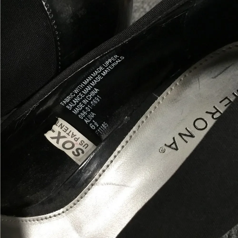 Merona Alina open toe black heels size 6.5